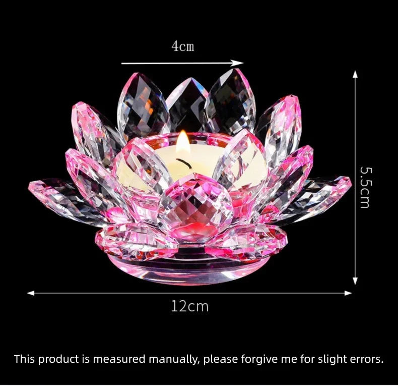 support bougie verre fleur lotus bleu rose jaune violet transparent moderne décoration maison élégant
