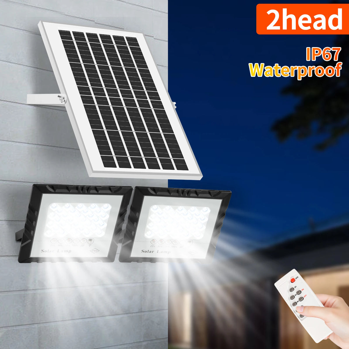 lampe solaire moderne noire blanche panneau solaire télécommande ip67 étanche