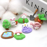 miniatures décoratives kawaii résine lapin coeurs champignons maison arrosoir carotte fleur enfants