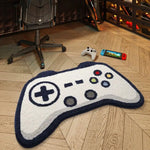 tapis polyester anti dérapant moderne manette jeu boutons colorés gris blanc marine