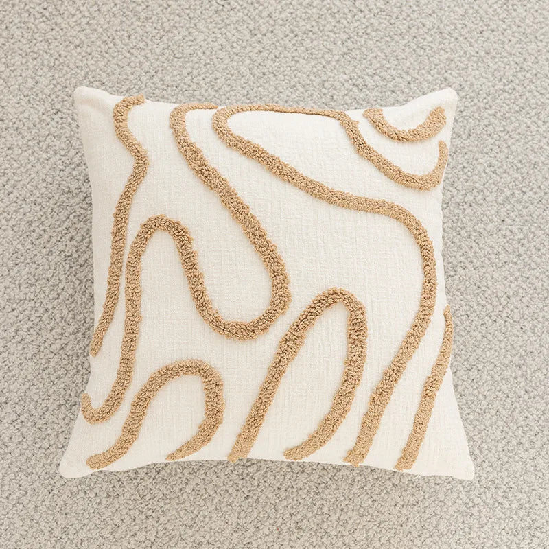 housse coussin polyester géométrique moderne marron blanc décoration canapé voiture