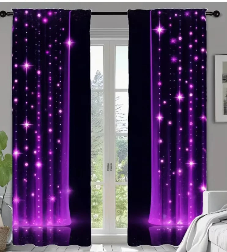 rideau violet étoiles moderne salon polyester 130x210cm 60x150cm