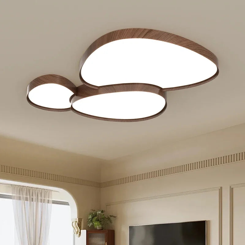 plafonnier led moderne bois grainé éclairage surface minimaliste chambre salon