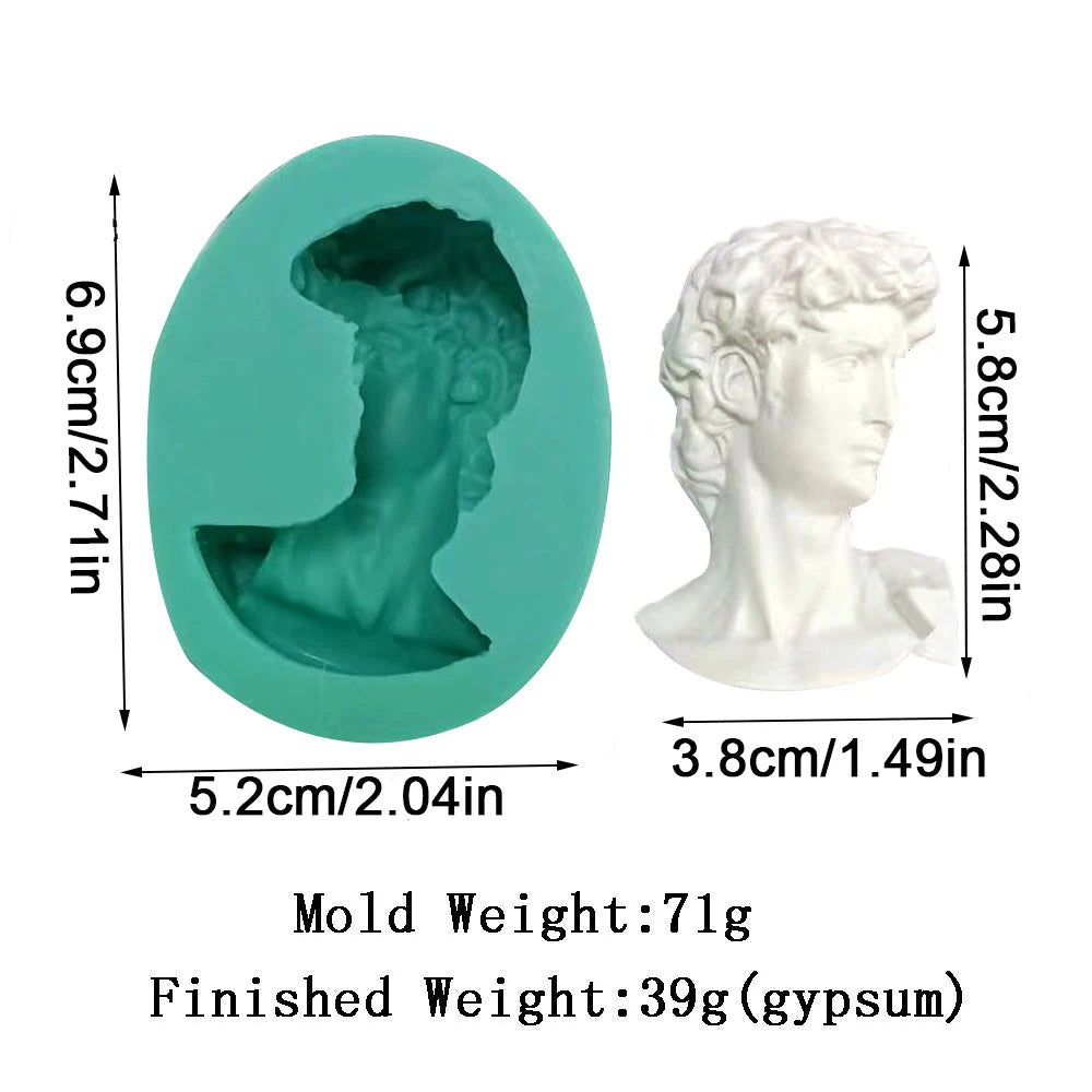 moules silicone bustes sculptés classiques aromathérapie gypse résine époxy decoration gâteau blanc vert
