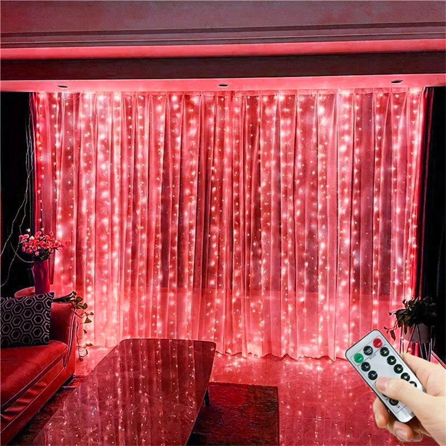 rideau lumineux led blanc décoration fête mariage noël intérieur extérieur télécommande câble usb