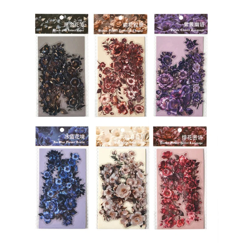 rubans décoratifs floraux vintage adhésifs noirs roses romantiques journal décoration DIY