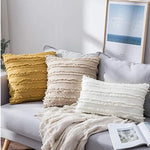 coussins décoratifs lin coton gris beige jaune boho chic 30x50cm 45x45cm 50x50cm