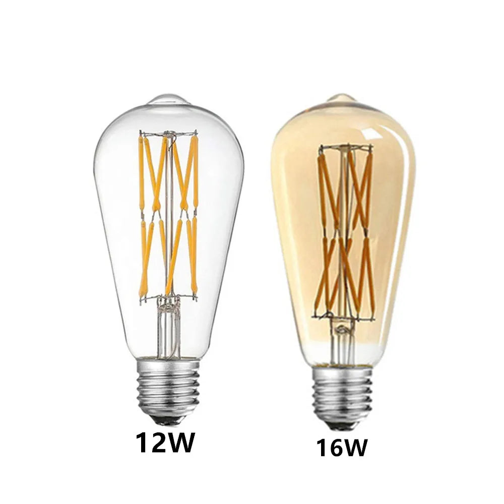 ampoule led filament dorée transparente vintage 12w 16w 220v blanc chaud dimmable e27