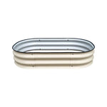 bassin ovale moderne acier galvanisé beige clair noir lisse robusteextérieur jardin fleurs plante métal