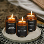 bougies parfumées aromathérapie marron clair sans motif moderne 35 heures soja vanille jasmin citron
