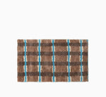 tapis rayé polyester bleu clair moderne marron blanc salon chambre doux 40x60cm