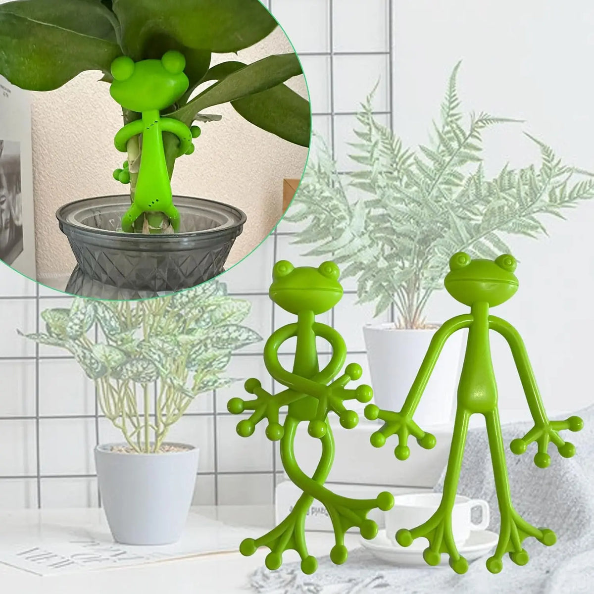 support plante forme grenouille vert adhésif moderne stable jardin intérieur extérieur plastique