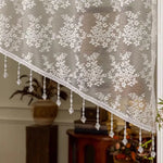 rideau floral transparent vintage dentelle romantique shabby chic blanc beigeclair