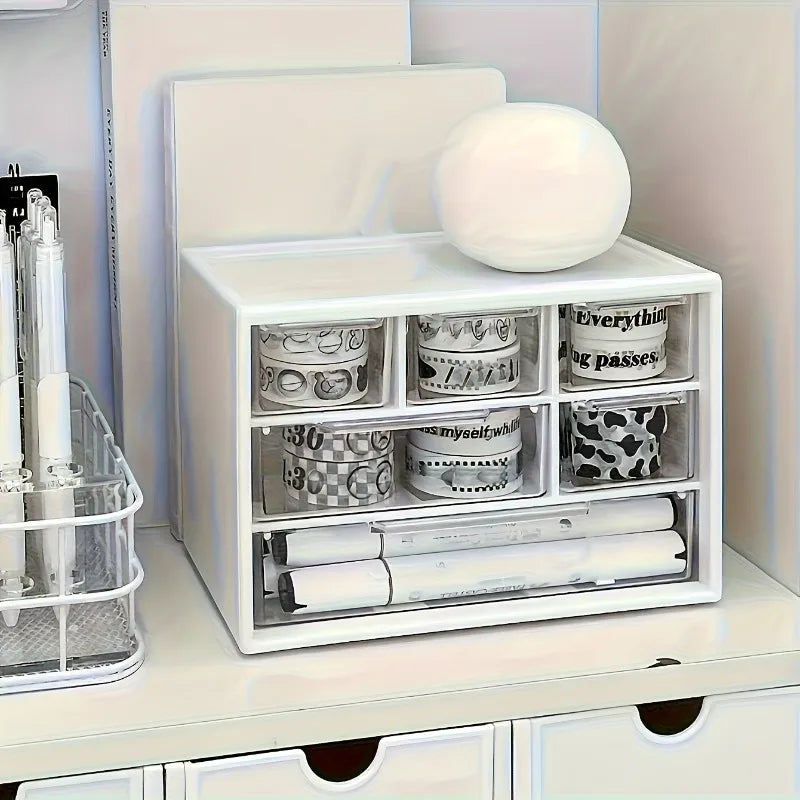 boîte rangement transparente moderne blanc compartiments imprimes essentiels stockage multifonctionnel