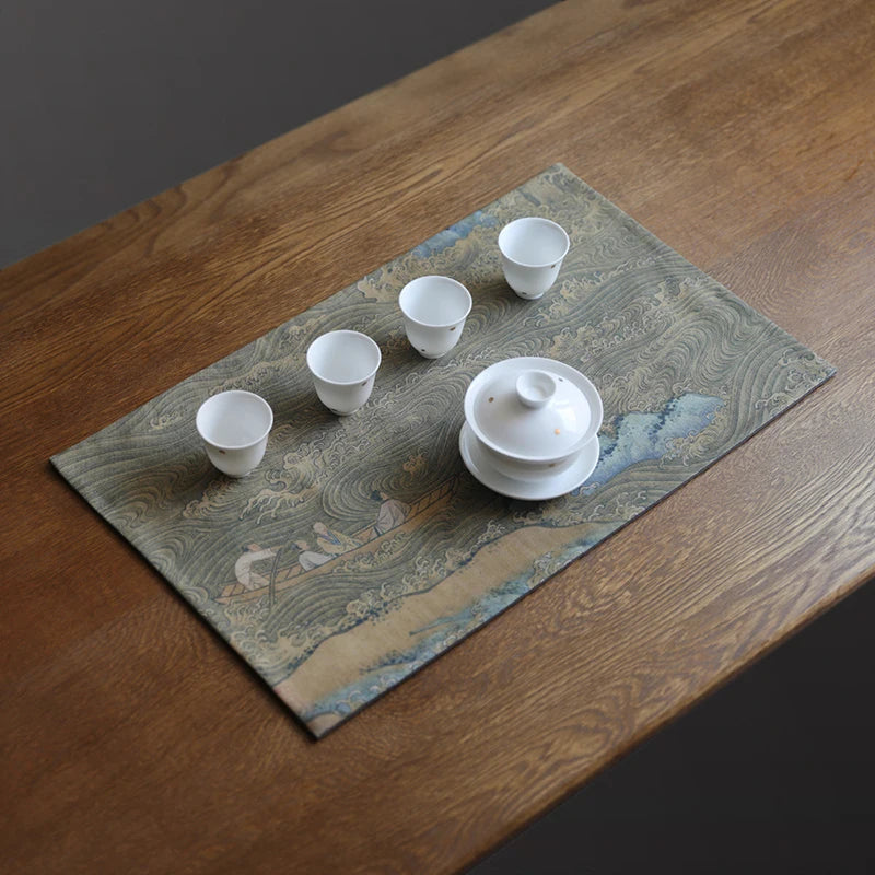 serviettes table gris bleu beige tapis motifs orientaux art traditionnel 50x30cm respectueux environnement decoration