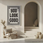 affiche murale hexagone moderne minimaliste noir blanche points bordure rectangle vertical