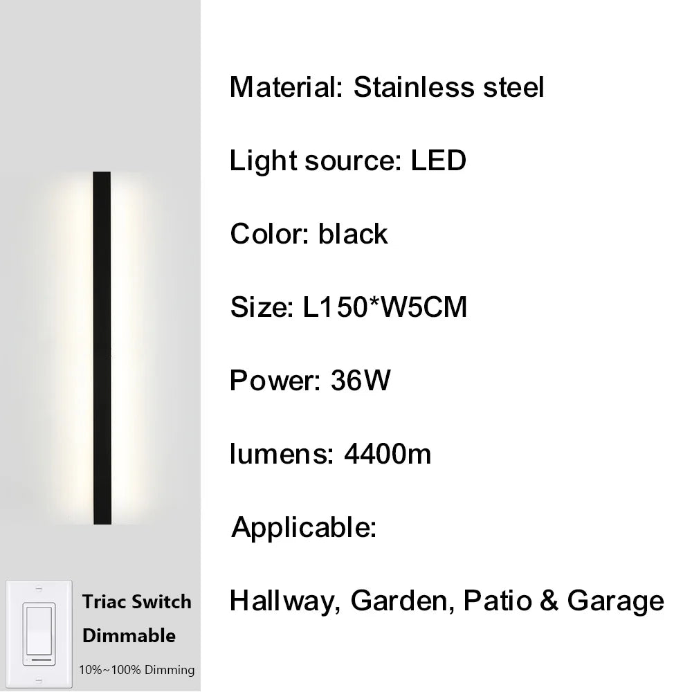 lampe murale led contemporaine noire ip67 gradation 10 100 étanche fixation