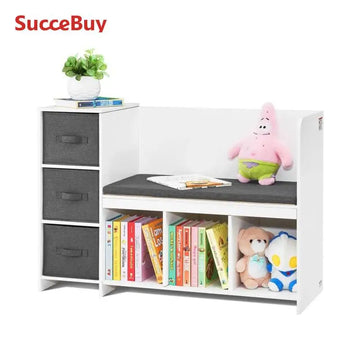 meuble salon enfant blanc moderne tiroirs compartiments banc rangement jouets