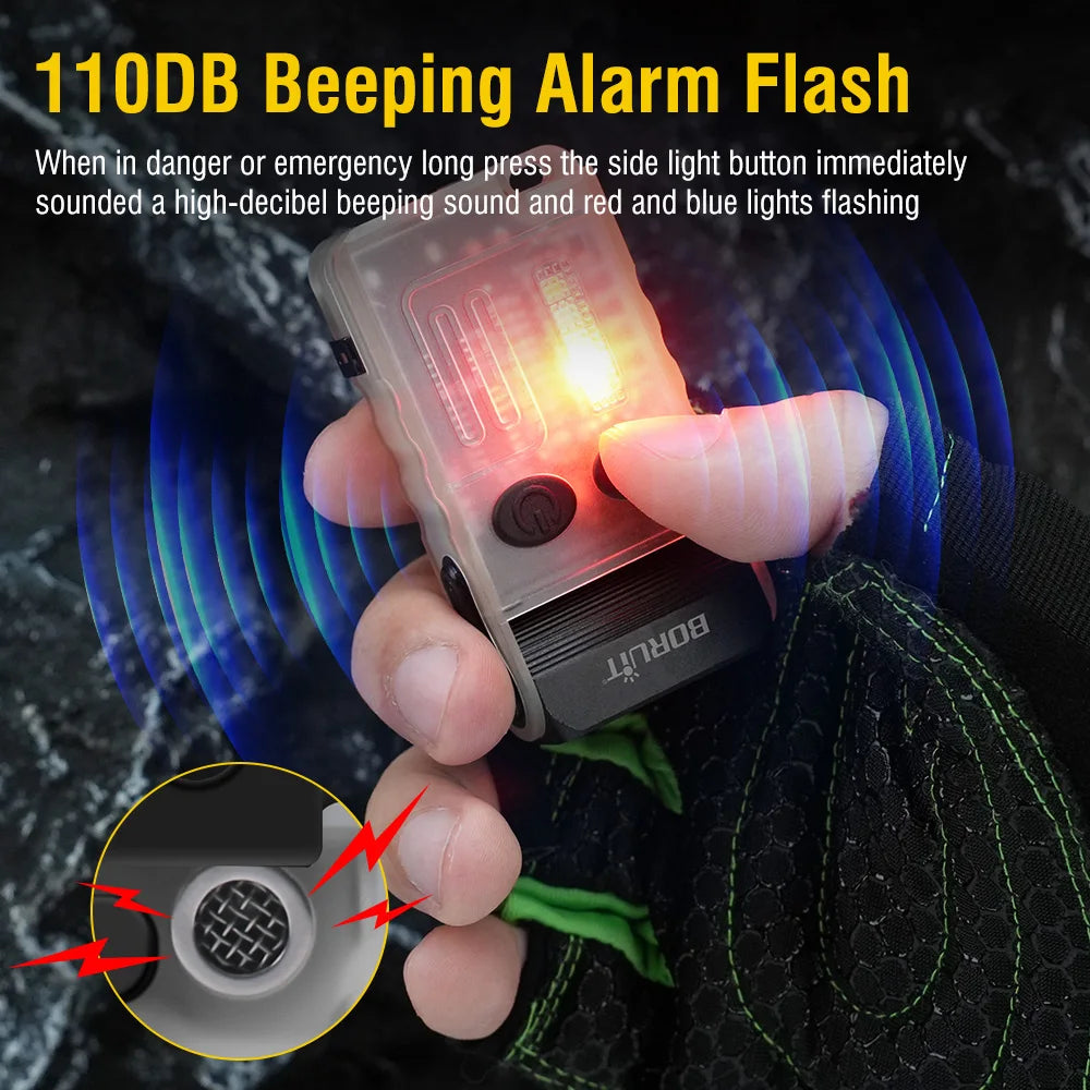 lampe torche rechargeable led transparente noire intense mode auto défense camping