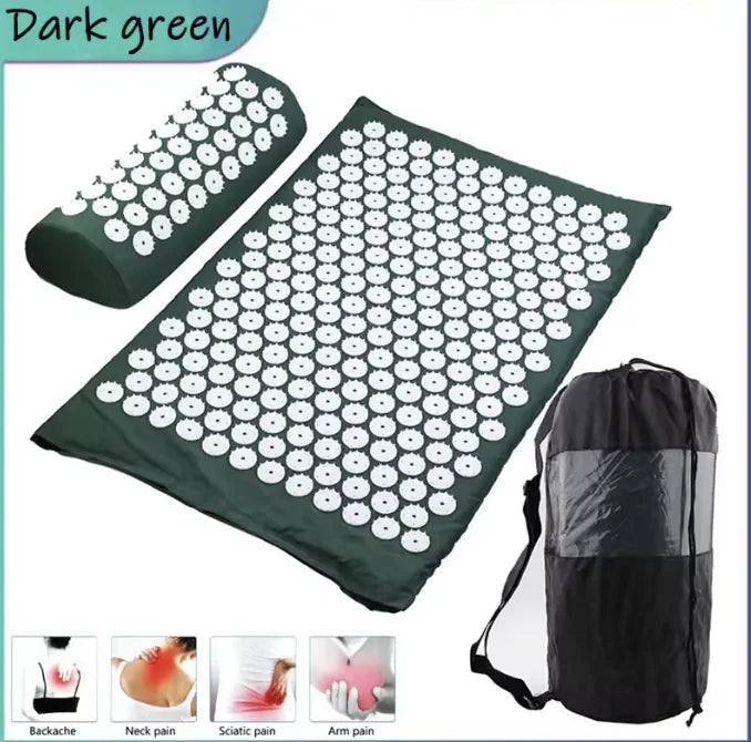 tapis massage acupression boutons blancs fibre polyester coton moderne violet sac transport