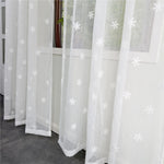 rideau blanc brodé flocons neige transparent moderne maison chambre salon