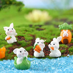 figurines lapins mignons carottes résine blanche décoratives cartoon miniature collectionnement paysagère