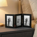 cadre photo triplé bois clair noir minimaliste charnières photos décoratives pouces pouces blanc foncé