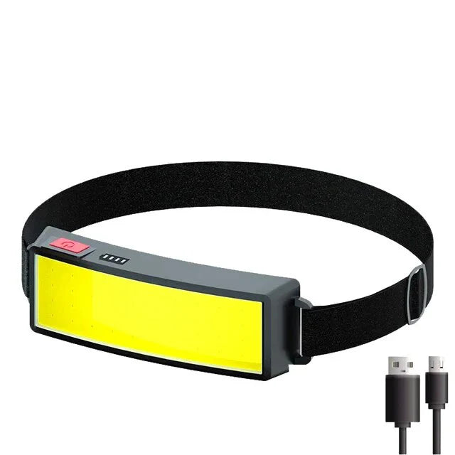lampe frontale rechargeable led noire jaune mode usb c.velcro moderne camping