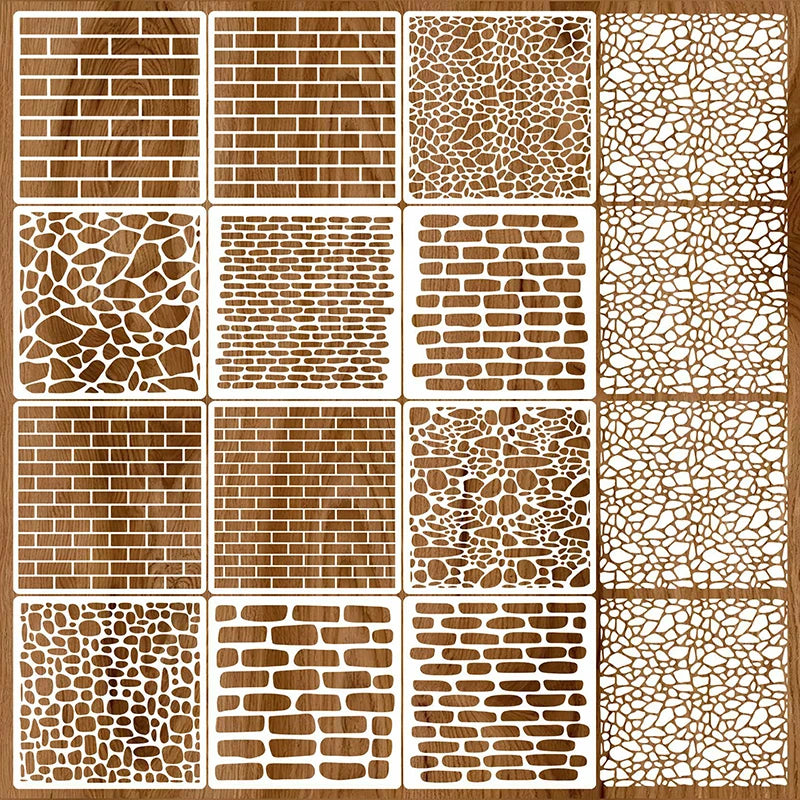 pochoirs lavables blancs motifs brique pierre bois modernes 12 pièces festifs projet