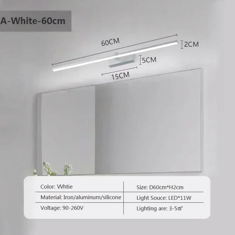 lampe murale moderne miroir led 100cm blanc noir minimaliste chambre cuisine