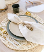 serviettes table réutilisables coton 40x40cm beige gris texture moderne rustique adhésif