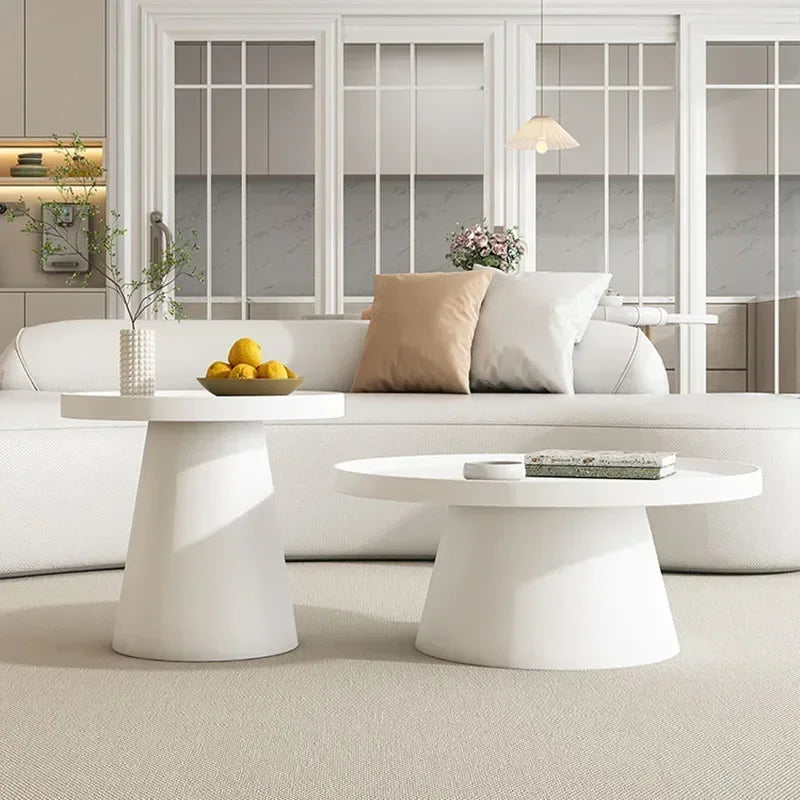 table basse moderne minimaliste ronde fer noir blanc salon maison