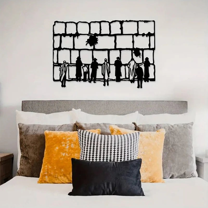 décoration murale moderne métal noir silhouettes abstraites ouvertures feuilles planteintérieur extérieur résistant