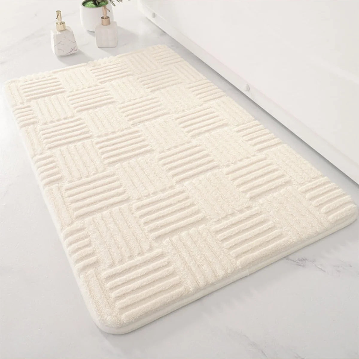 tapis bain gris rayures horizontales polyester moderne antidérapant salle bain douche 40x60cm 50x80cm