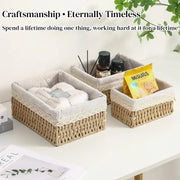 panier tressé bois naturel doublure motifs floral serviette blanche diffuseur aromes deco rustique chambre
