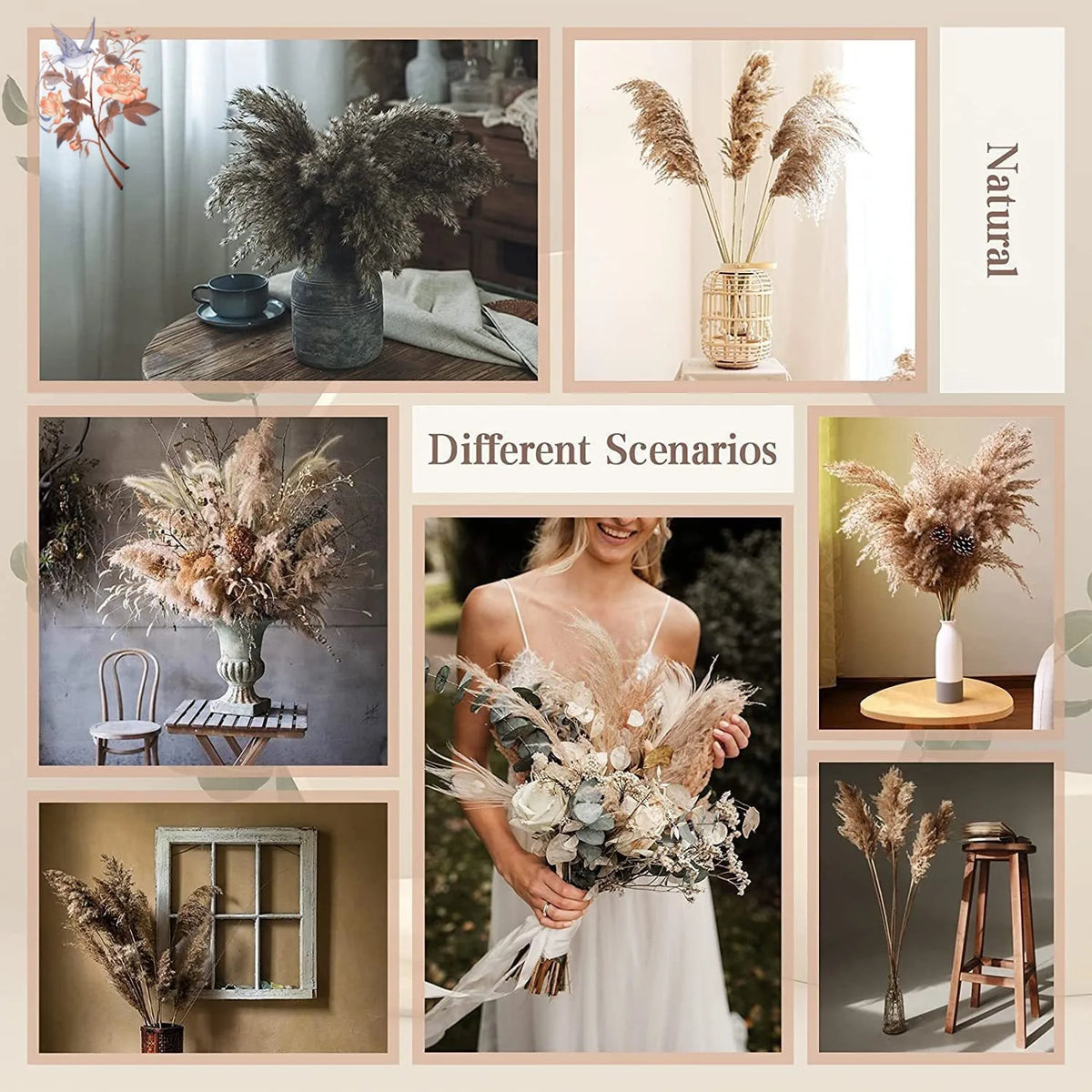 décoration maison plante séchée pampa moelleuse naturelle vase dried flowers beige rustiqueintérieur