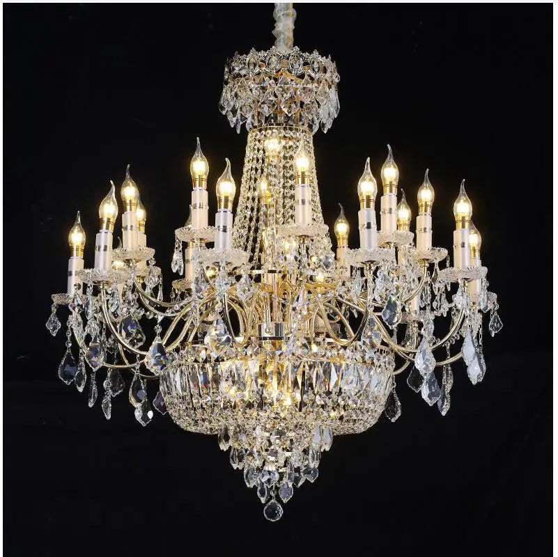 lustre doré cristal strass classique transparent salon chambre restaurant villa