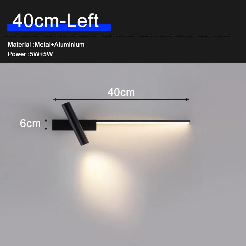 lampes murales led moderne minimaliste fixées mur trois couleurs lumière rotation 350 degrés aluminium