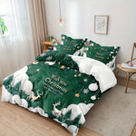 ensemble literie noël rennes flocons doré vert blanc impression 3d polyester brossé doux ornement