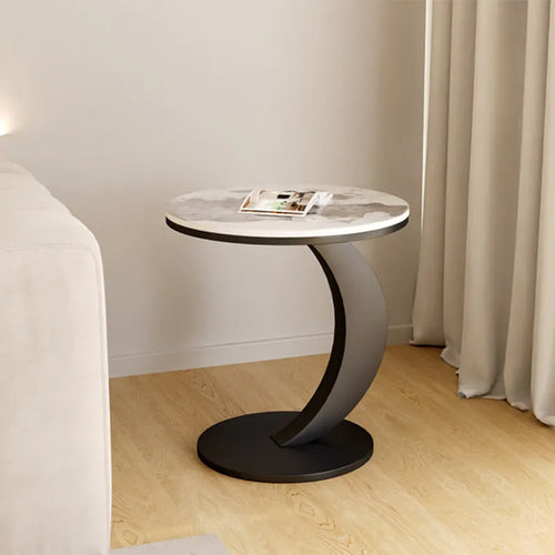 petite table d'appoint ronde marbre blanc or moderne salon appartement luxe élégant
