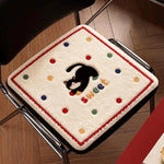 coussin carré doux cartoon chats chiens beige antidérapant fibre polyester lavable