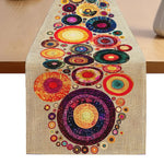 table table lin bohème motifs circulaires multicolores ethnique abstrait salle manger decoration