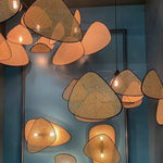 suspension lumineuse moderne rotin marron clair 4200K 3000K 6500K 90260V