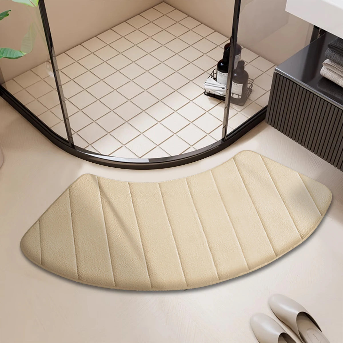 tapis bain gris texture douce motifs floraux moderne absorption polyester dimensions variées