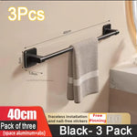 porte serviettes adhésif noir moderne 50cm poli aluminium salle bain