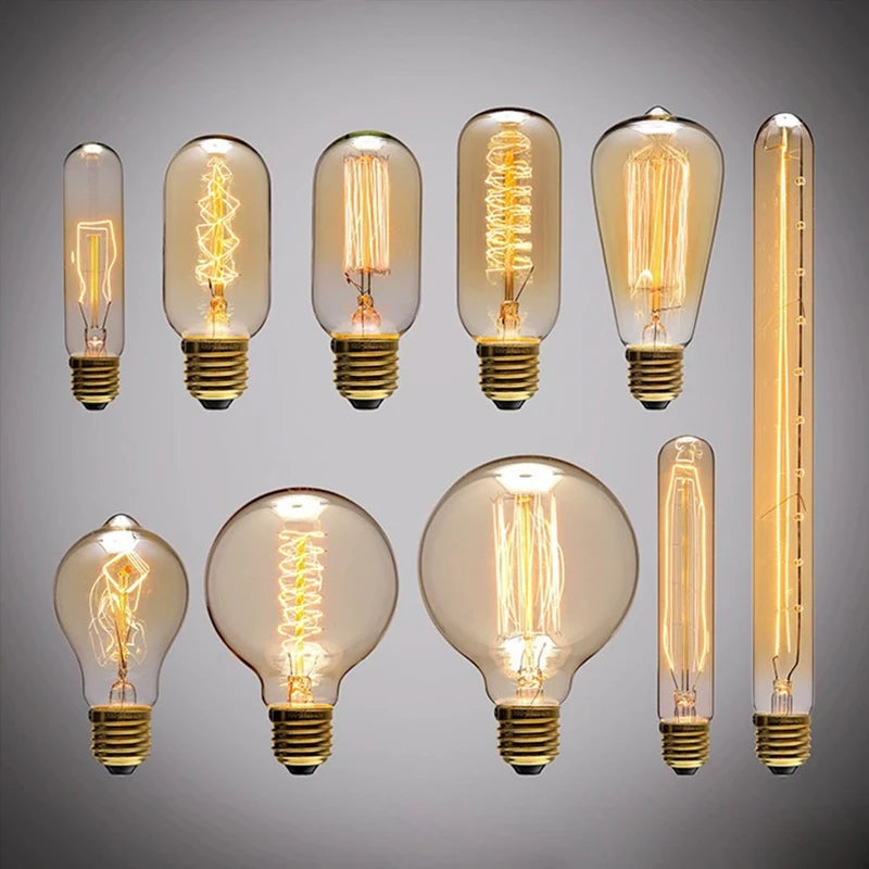 ampoules filament vintage transparentes dorées éclairage rétro industriel T45 T10 T225