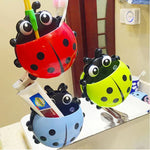 porte brosse dents coccinelle dessin animé rouge jaune bleu vert suction mignon cartoon organisateur