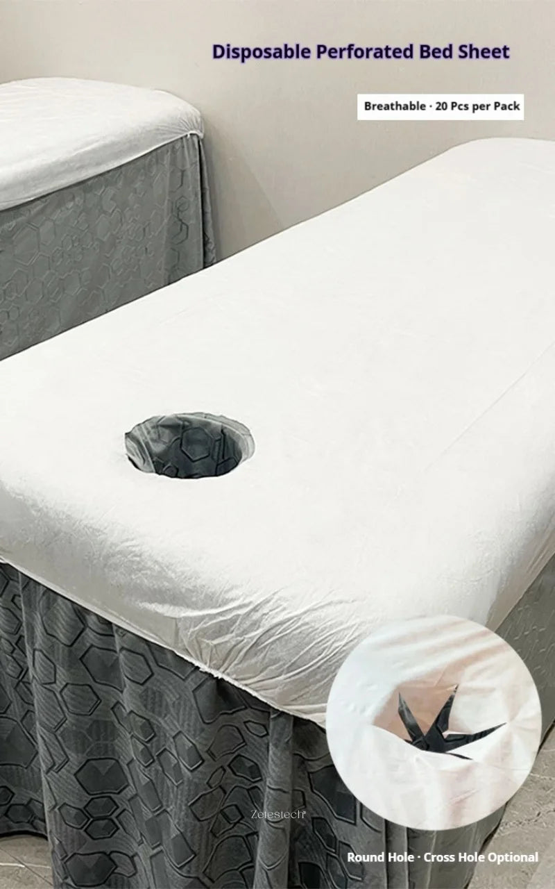 draps massage jetables blancs perforés élastiques respirants serviettes incluses tailles variées