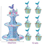 support gâteau tour sous marine cupcakes coques poissons coraux bleu rose violet pastel festive