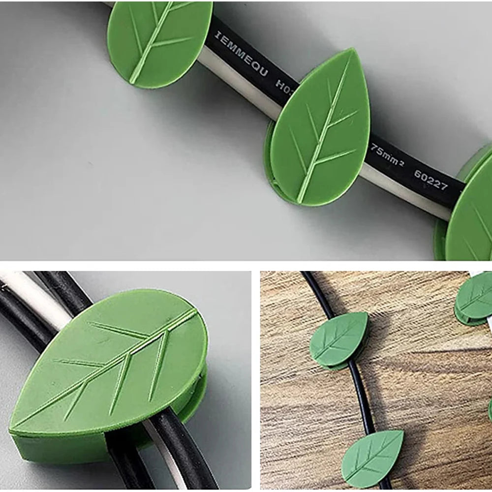 clips plantes autoadhésifs forme feuilles vert moderne pack 100 clips
